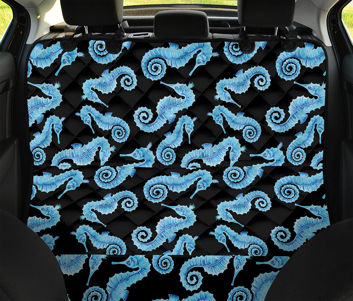 Watercolor Seahorse Pattern Print Pet Car Back Seat Cover