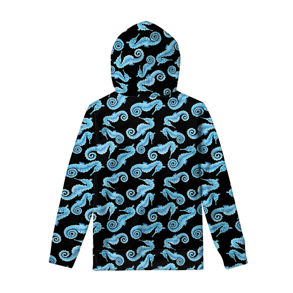 Watercolor Seahorse Pattern Print Pullover Hoodie
