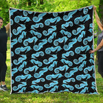 Watercolor Seahorse Pattern Print Quilt