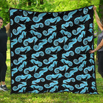 Watercolor Seahorse Pattern Print Quilt