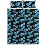Watercolor Seahorse Pattern Print Quilt Bed Set
