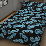 Watercolor Seahorse Pattern Print Quilt Bed Set