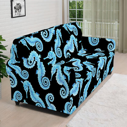 Watercolor Seahorse Pattern Print Sofa Cover