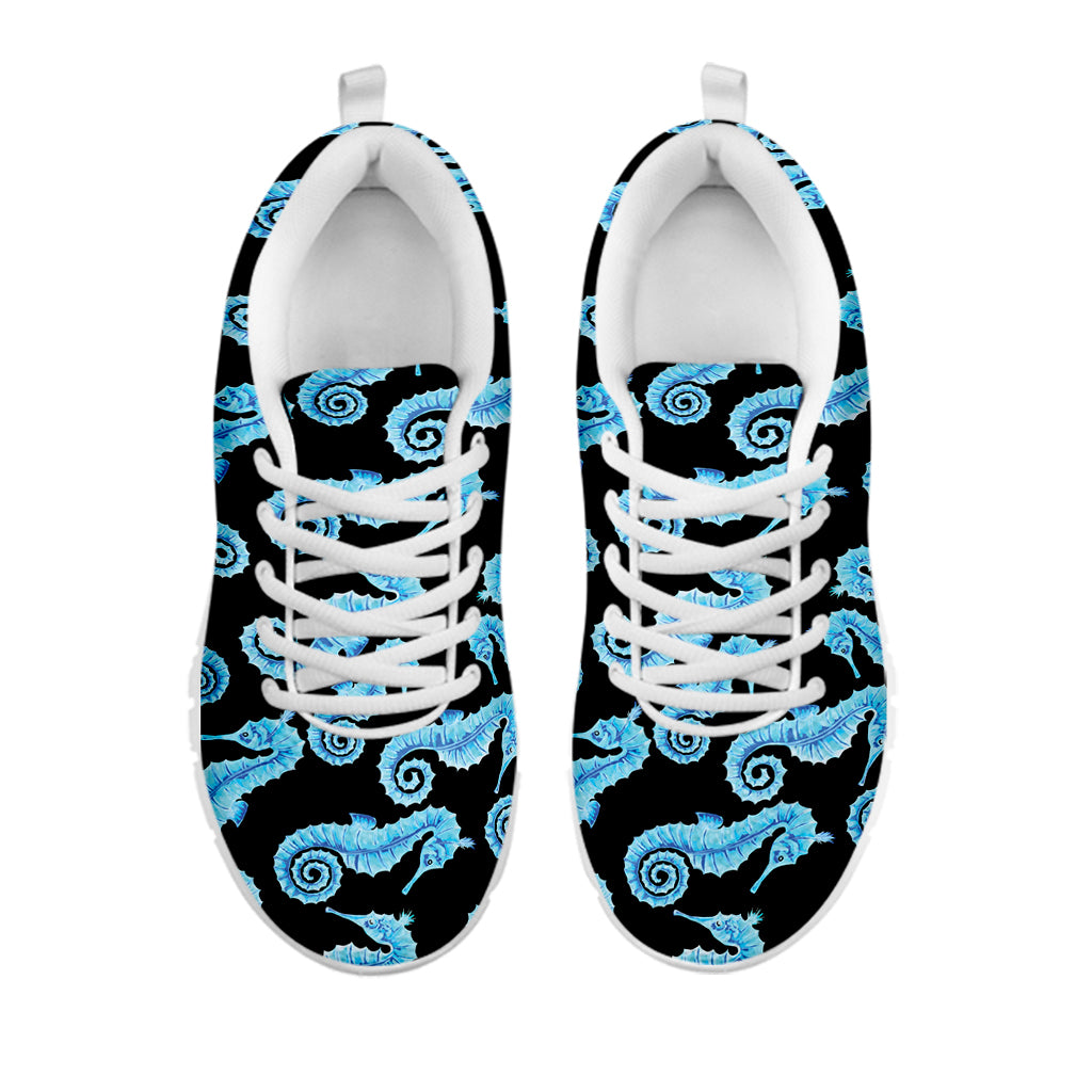 Watercolor Seahorse Pattern Print White Sneakers