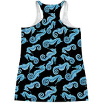 Watercolor Seahorse Pattern Print Women's Racerback Tank Top