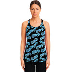 Watercolor Seahorse Pattern Print Women's Racerback Tank Top