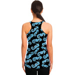 Watercolor Seahorse Pattern Print Women's Racerback Tank Top