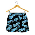 Watercolor Seahorse Pattern Print Women's Shorts