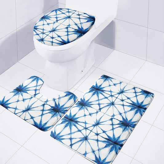 Watercolor Shibori Pattern Print 3 Piece Bath Mat Set