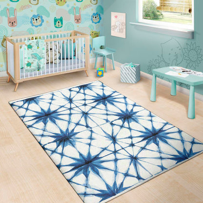 Watercolor Shibori Pattern Print Area Rug