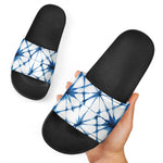 Watercolor Shibori Pattern Print Black Slide Sandals