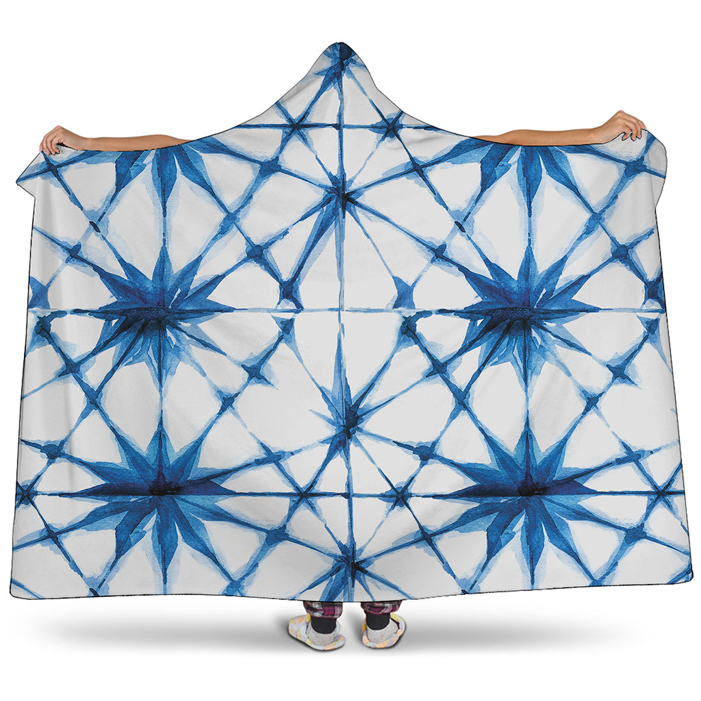 Watercolor Shibori Pattern Print Hooded Blanket