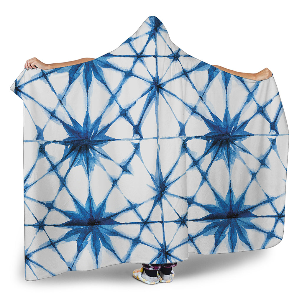 Watercolor Shibori Pattern Print Hooded Blanket
