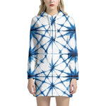Watercolor Shibori Pattern Print Hoodie Dress
