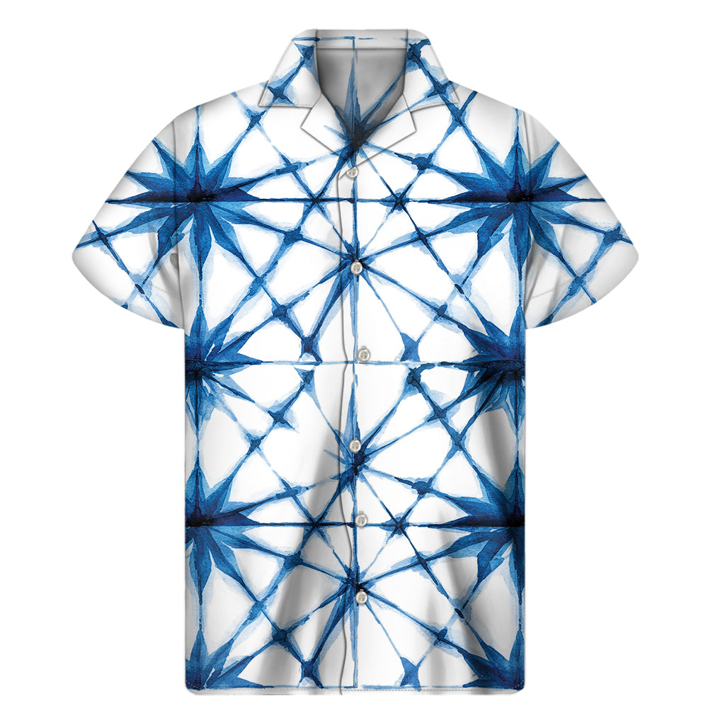 Watercolor Shibori Pattern Print Men's Short Sleeve Shirt
