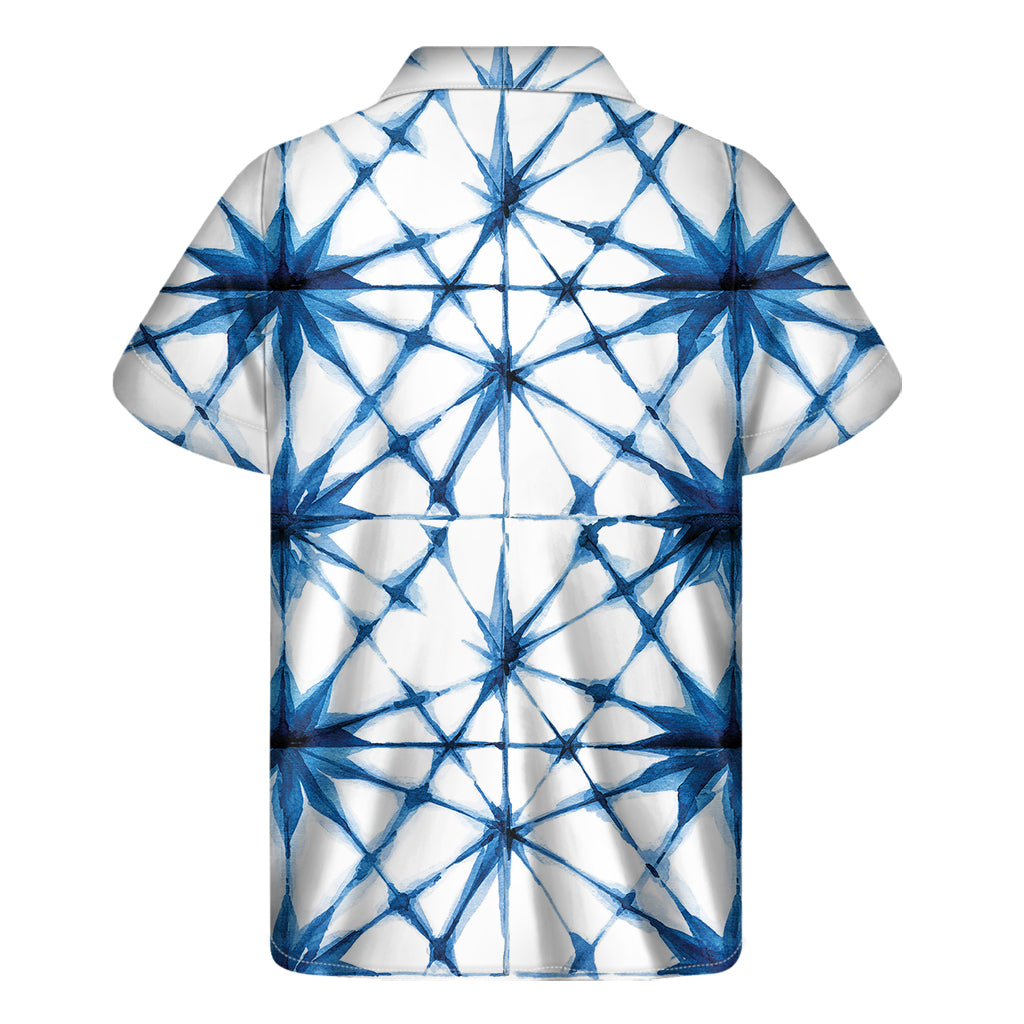 Watercolor Shibori Pattern Print Men's Short Sleeve Shirt
