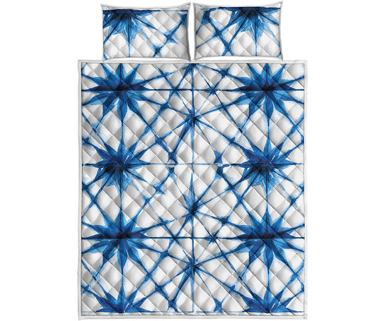 Watercolor Shibori Pattern Print Quilt Bed Set