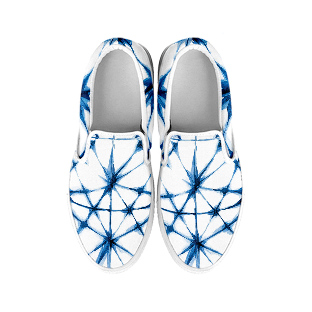 Watercolor Shibori Pattern Print White Slip On Shoes