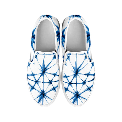 Watercolor Shibori Pattern Print White Slip On Shoes