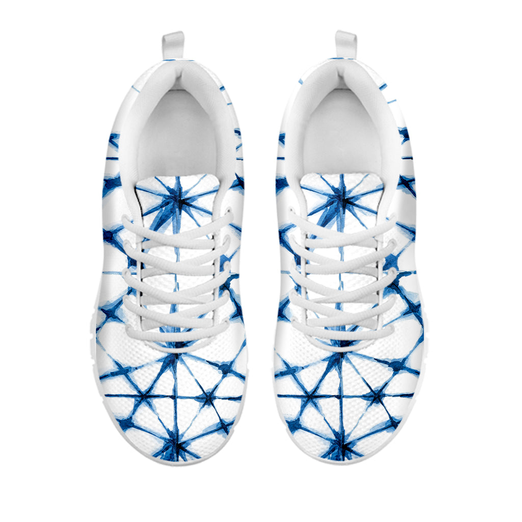 Watercolor Shibori Pattern Print White Sneakers