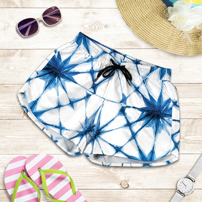 Watercolor Shibori Pattern Print Women's Shorts