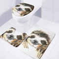 Watercolor Sloth Print 3 Piece Bath Mat Set