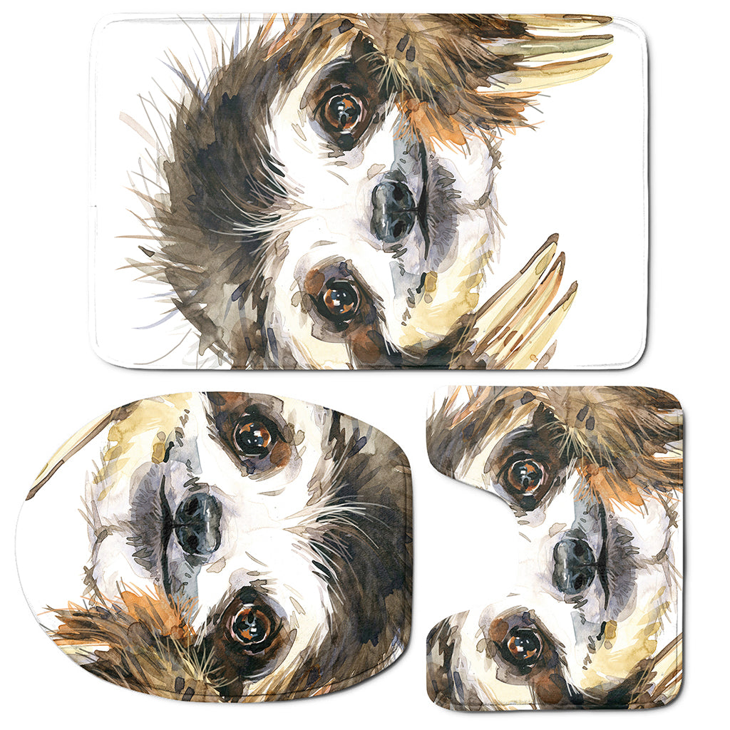 Watercolor Sloth Print 3 Piece Bath Mat Set