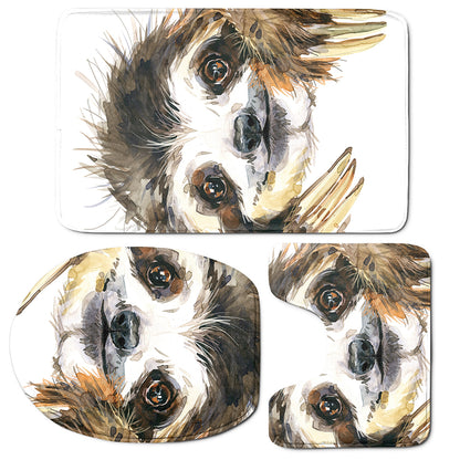Watercolor Sloth Print 3 Piece Bath Mat Set