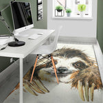 Watercolor Sloth Print Area Rug