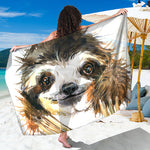 Watercolor Sloth Print Beach Sarong Wrap