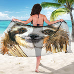 Watercolor Sloth Print Beach Sarong Wrap