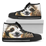 Watercolor Sloth Print Black High Top Shoes