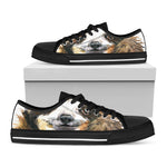 Watercolor Sloth Print Black Low Top Shoes 