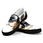Watercolor Sloth Print Black Slip On Shoes