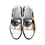 Watercolor Sloth Print Black Slip On Shoes