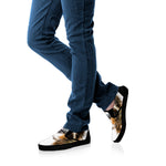 Watercolor Sloth Print Black Slip On Shoes