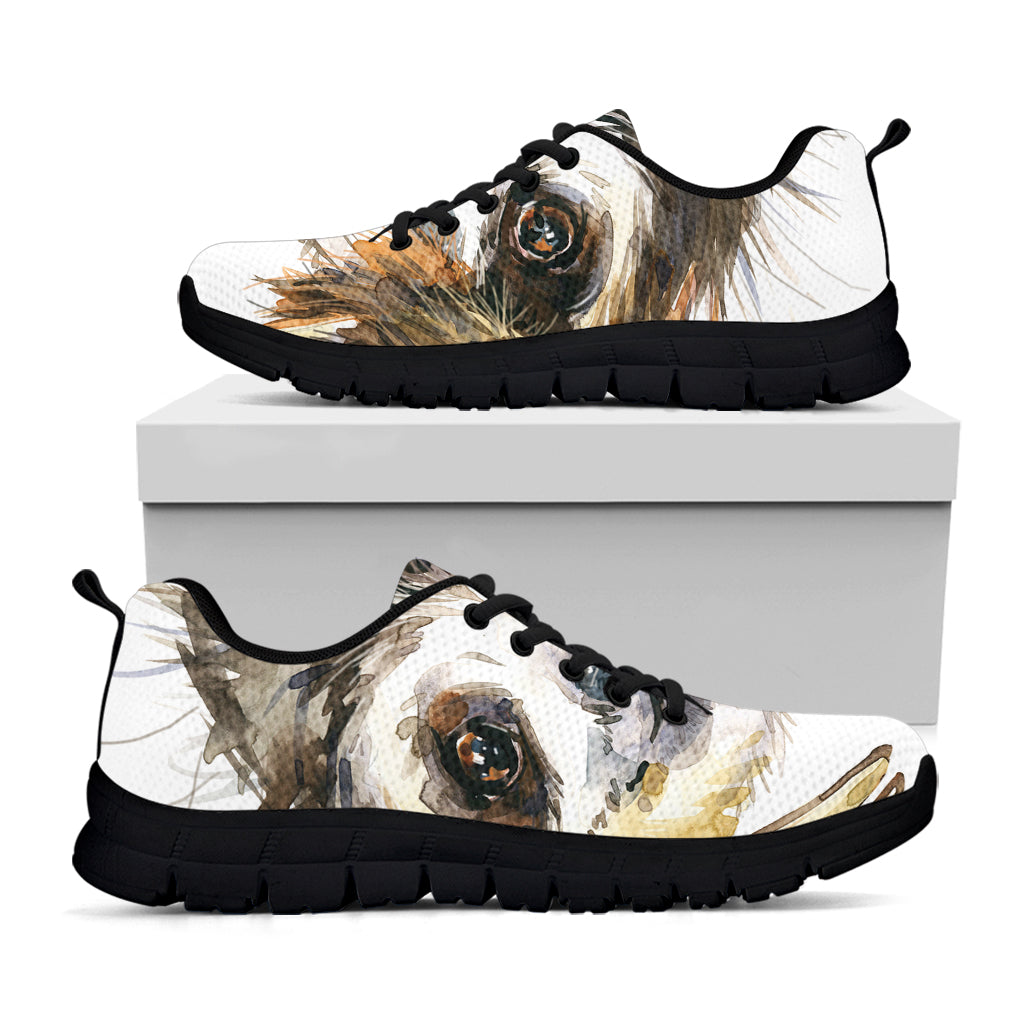 Watercolor Sloth Print Black Sneakers