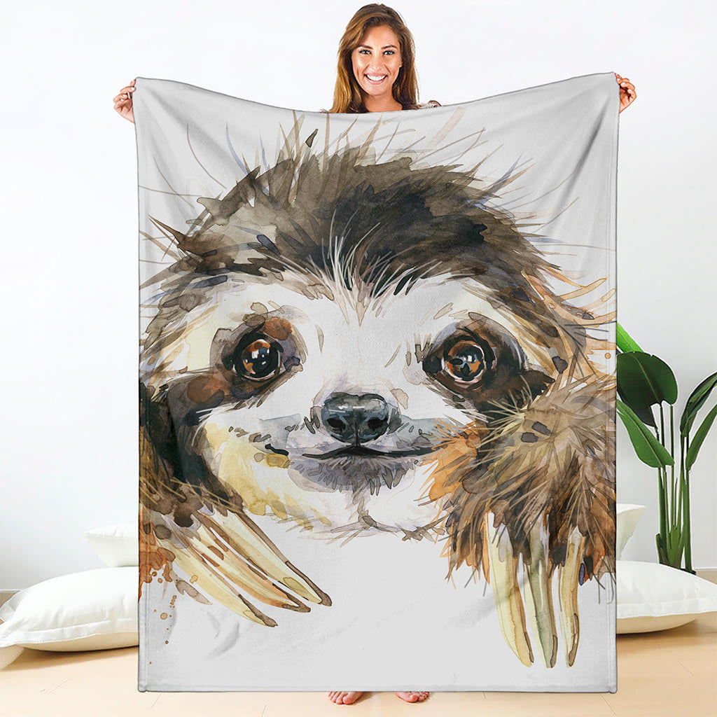 Watercolor Sloth Print Blanket
