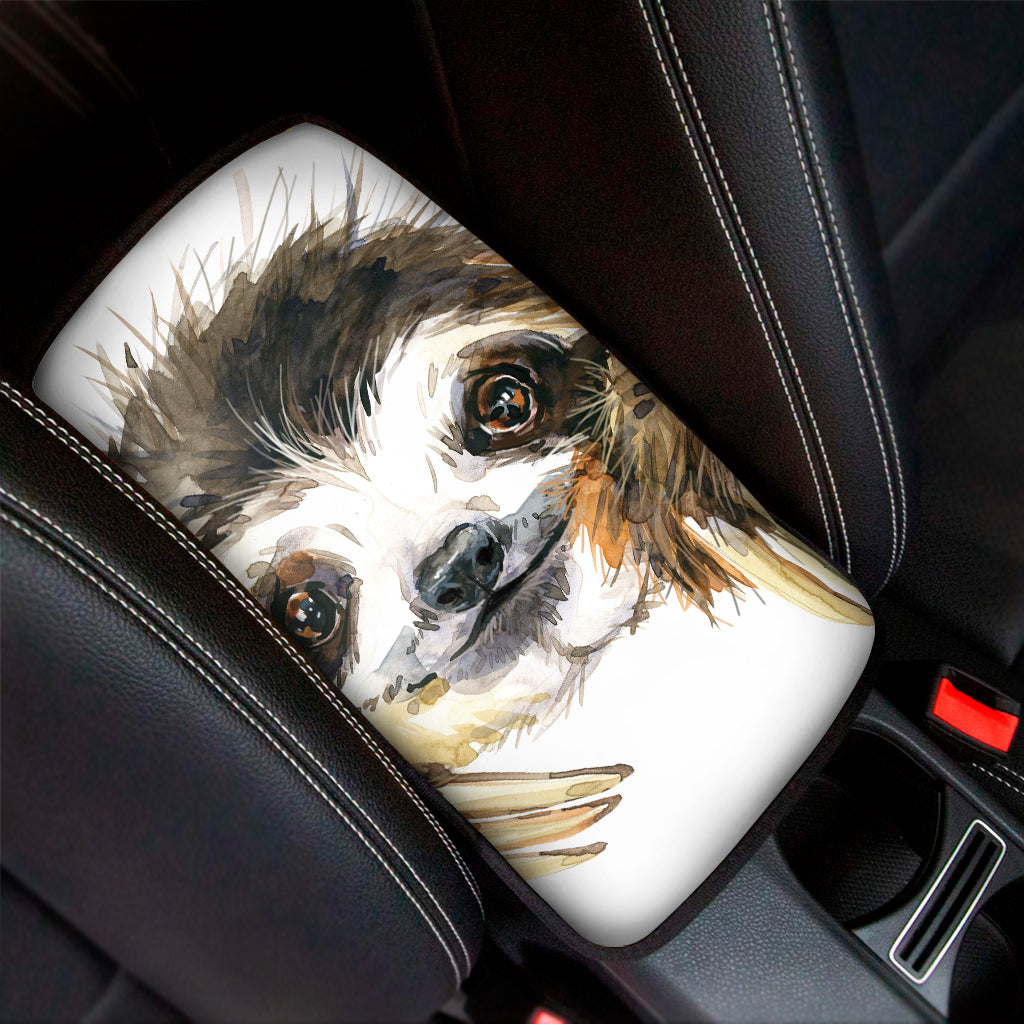 Watercolor Sloth Print Car Center Console Cover