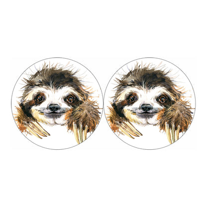 Watercolor Sloth Print Car Coasters