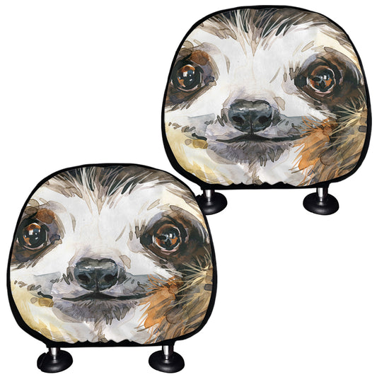 Watercolor Sloth Print Car Headrest Covers