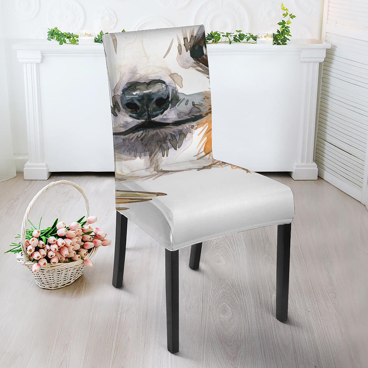 Watercolor Sloth Print Dining Chair Slipcover