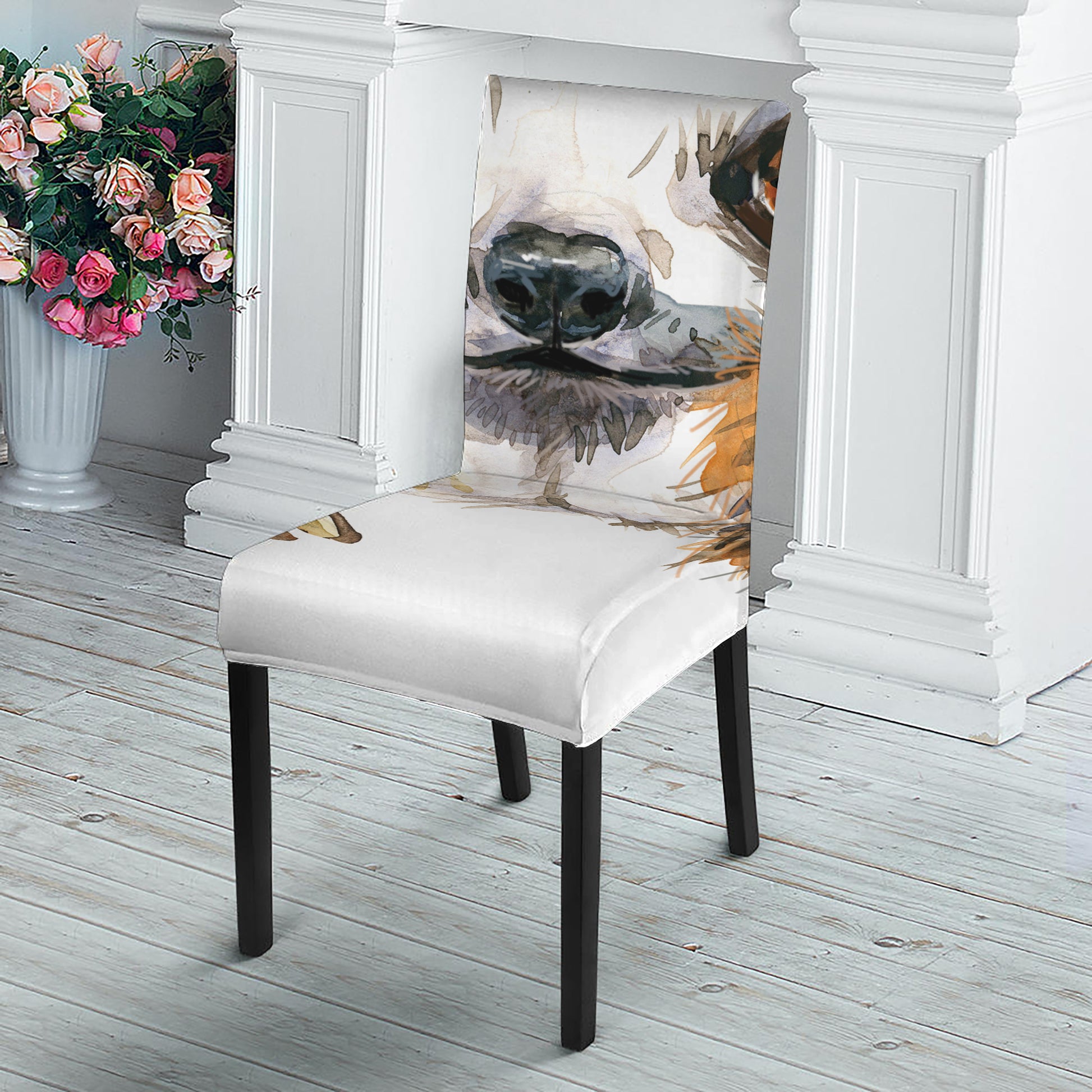 Watercolor Sloth Print Dining Chair Slipcover