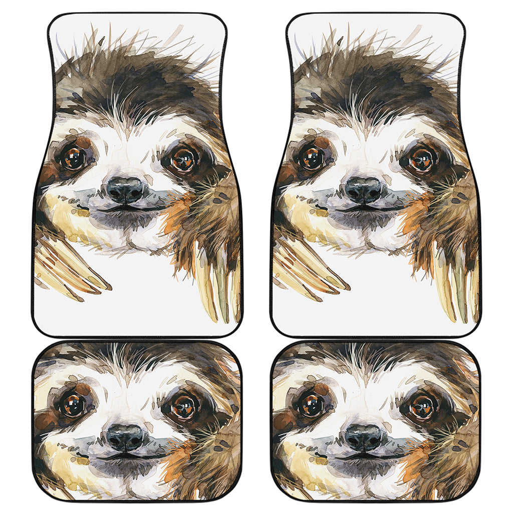Watercolor Sloth Print Front and Back Car Floor Mats
