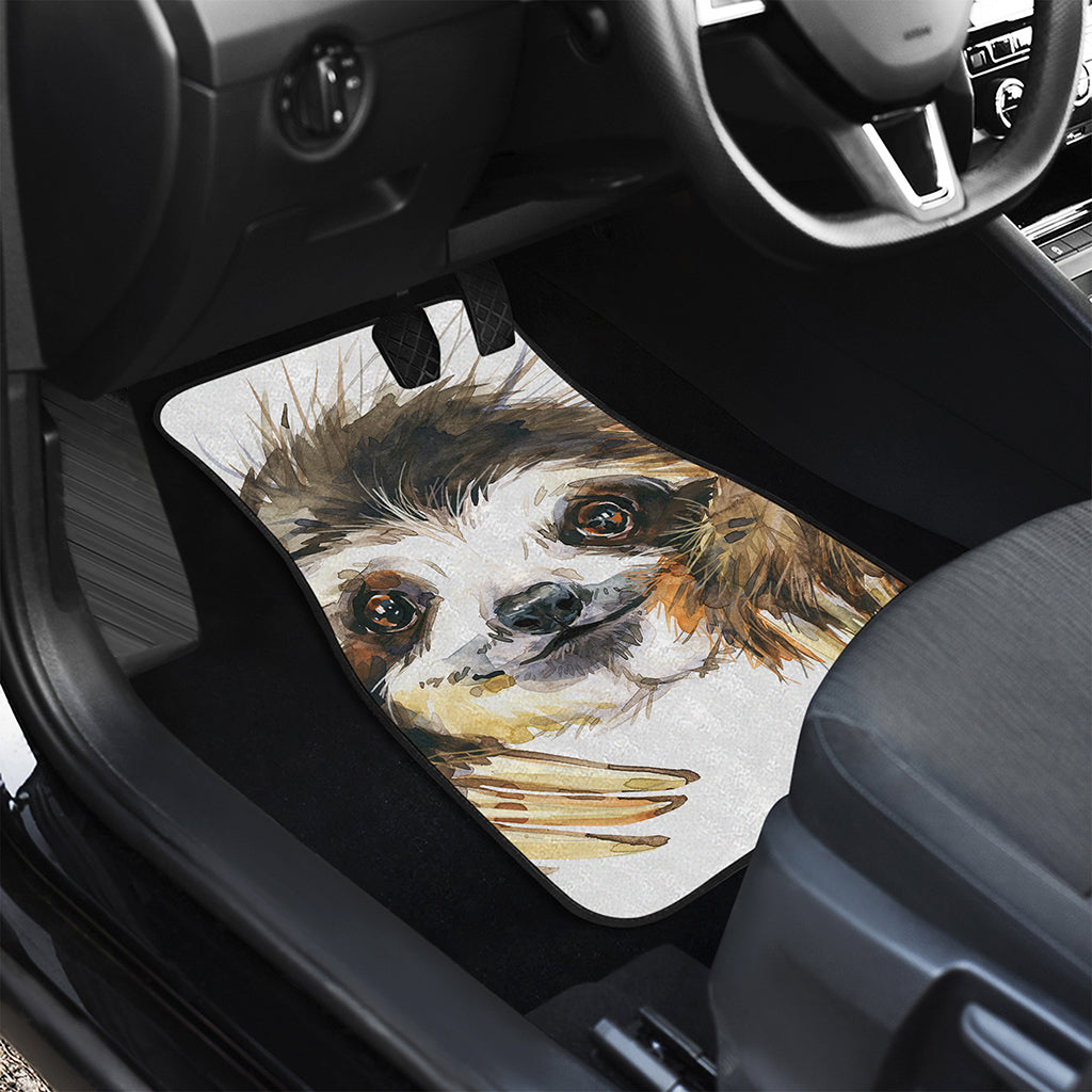 Watercolor Sloth Print Front and Back Car Floor Mats