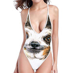 Watercolor Sloth Print High Cut One Piece Swimsuit