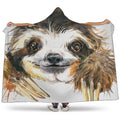 Watercolor Sloth Print Hooded Blanket