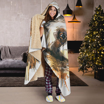 Watercolor Sloth Print Hooded Blanket