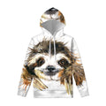 Watercolor Sloth Print Pullover Hoodie