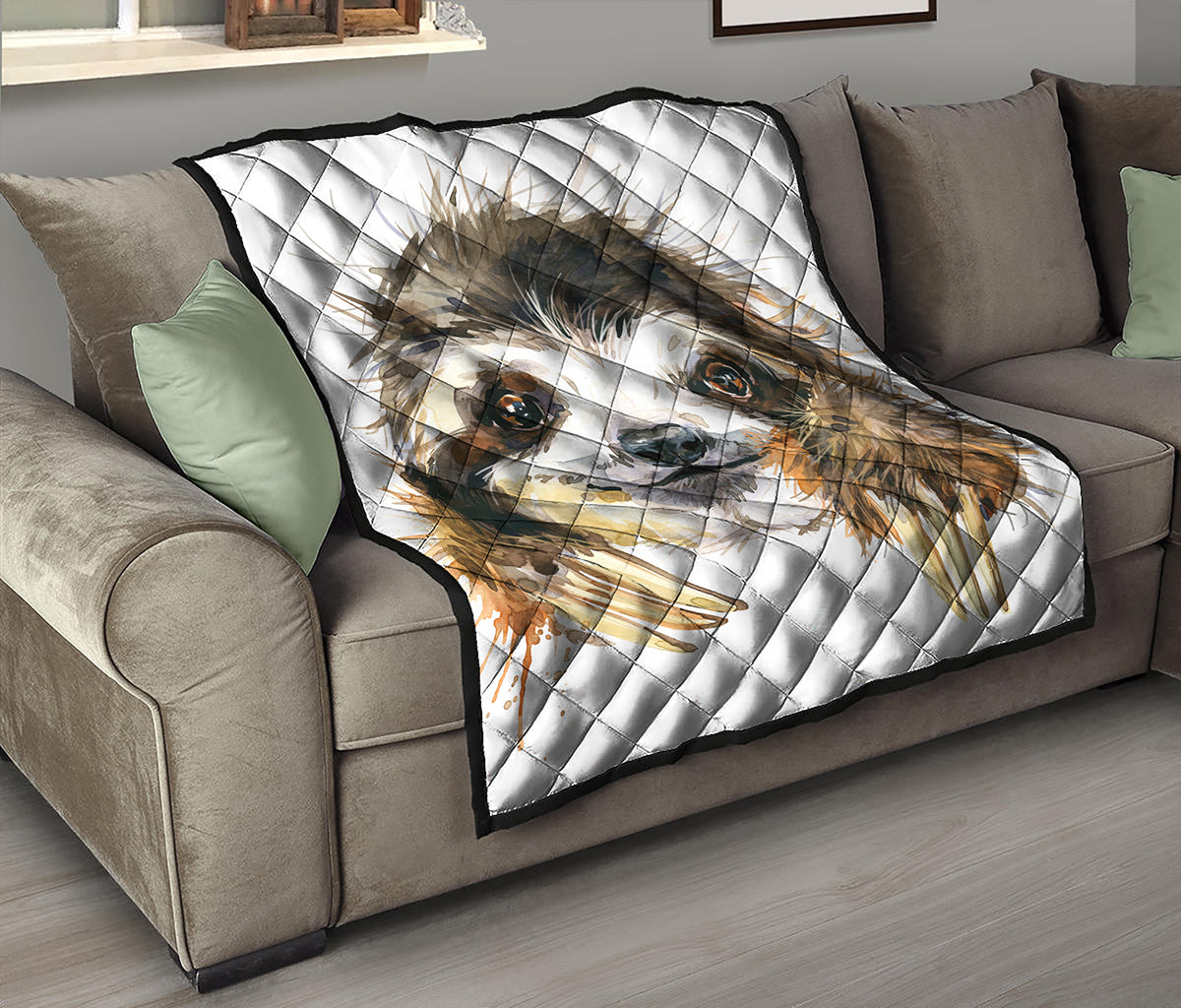 Watercolor Sloth Print Quilt